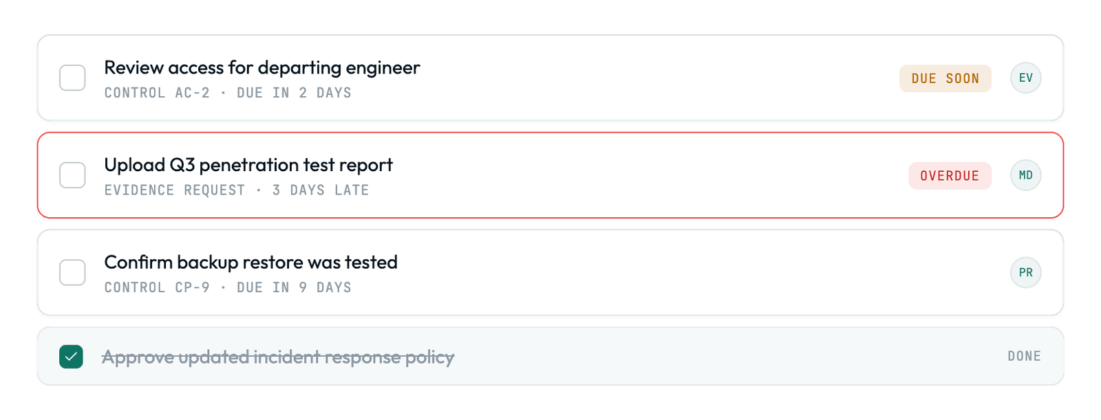 Tasks for work one person owns